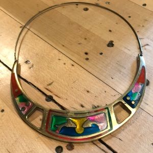 Stunning vintage brass and abalone collar